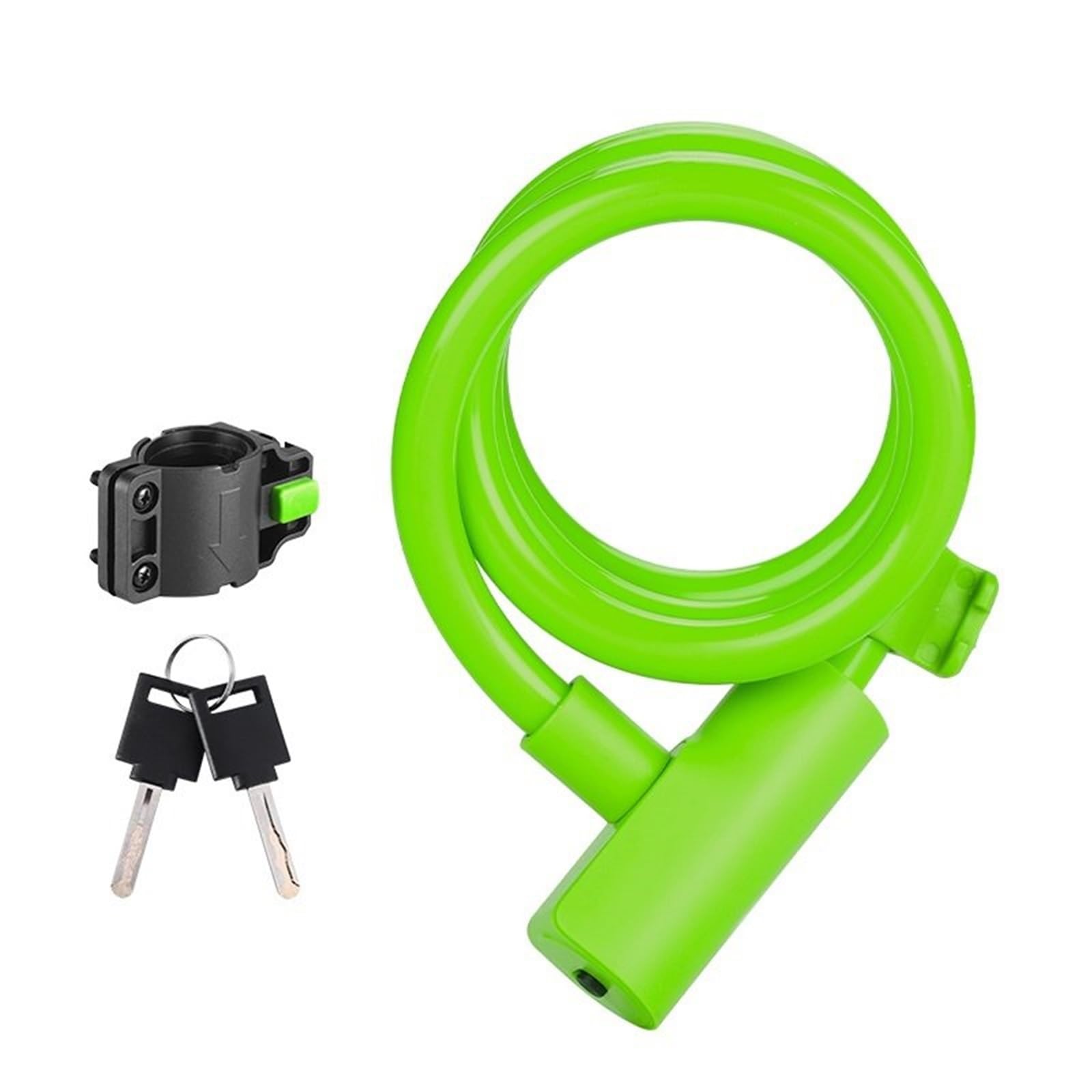 Alxyutek 1.15M Green Security Lock Anti-Theft Cable Bike Lock Mtb Road Motorcycle Bicycle Locker 110Cm Length With Mount Brake Throttle Lock