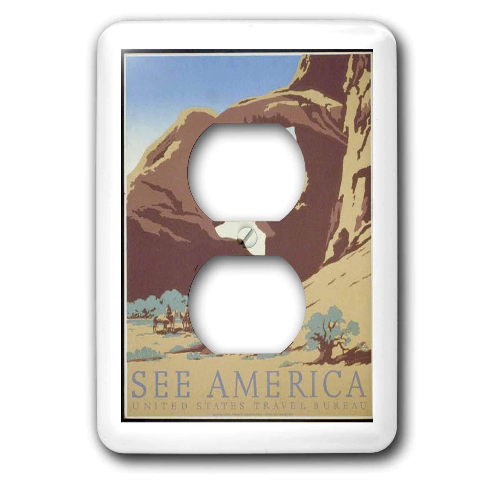 2 prises de courant WPA Western Travel Poster 3dRose LLC LSP_46589_6 plaque déco salon