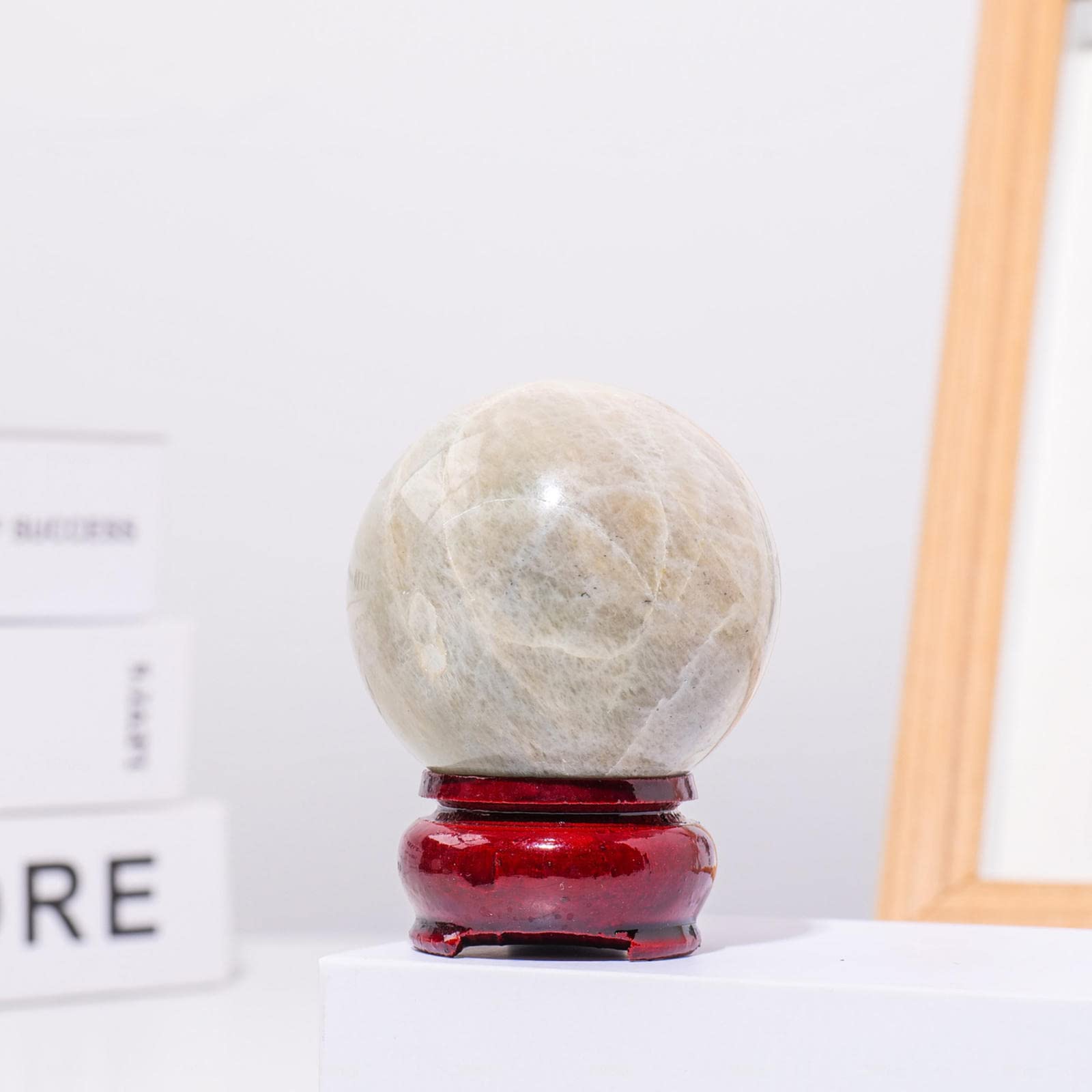 PKNVKZIDK Fluorite Ball Sphere and Quartz Hand Crystal Home Feng Shui Decoration Accessory Stone,Green Moonstone-5cm