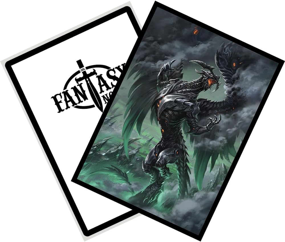 Fantasy North - Phorgoros - Plutonium Dragon - 100 Smooth Matte TCG Trading Card Sleeves - Fits Magic MTG Commander Pokemon and Other Card Games - Playing Card Sleeves