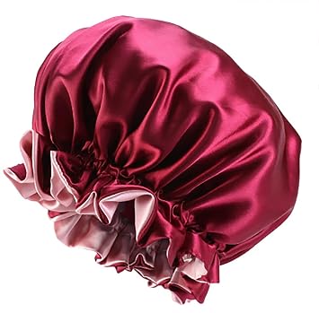 Reversible Satin Sleep Bonnet for Women - Double Layer Silk Hair Cap for Curly Hair Adjustable Night Sleeping Head Cover