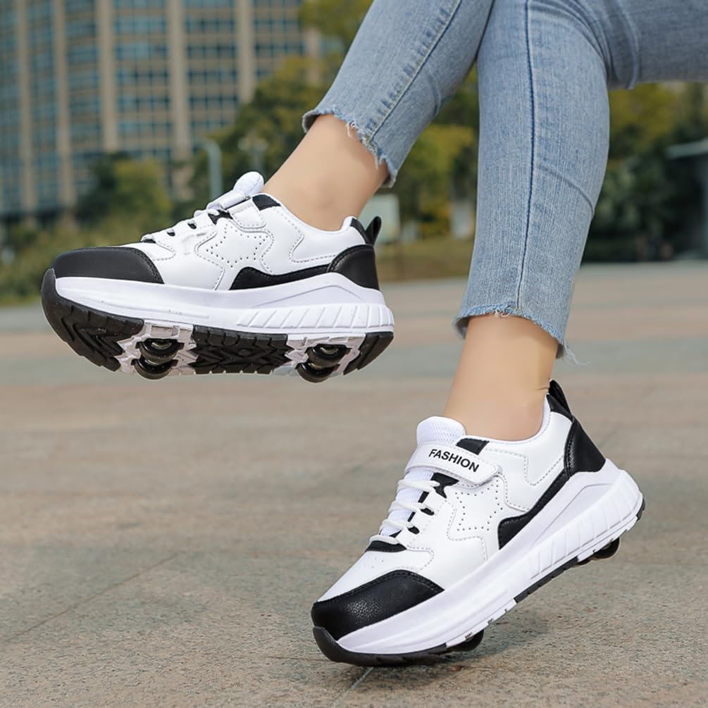 Dziewczęce buty na kółkach dla chłopców buty do deskorolki dla dzieci 2 w 1 wielofunkcyjne buty na rolkach buty na rolkach buty damskie, Rolka S2, 35 EU