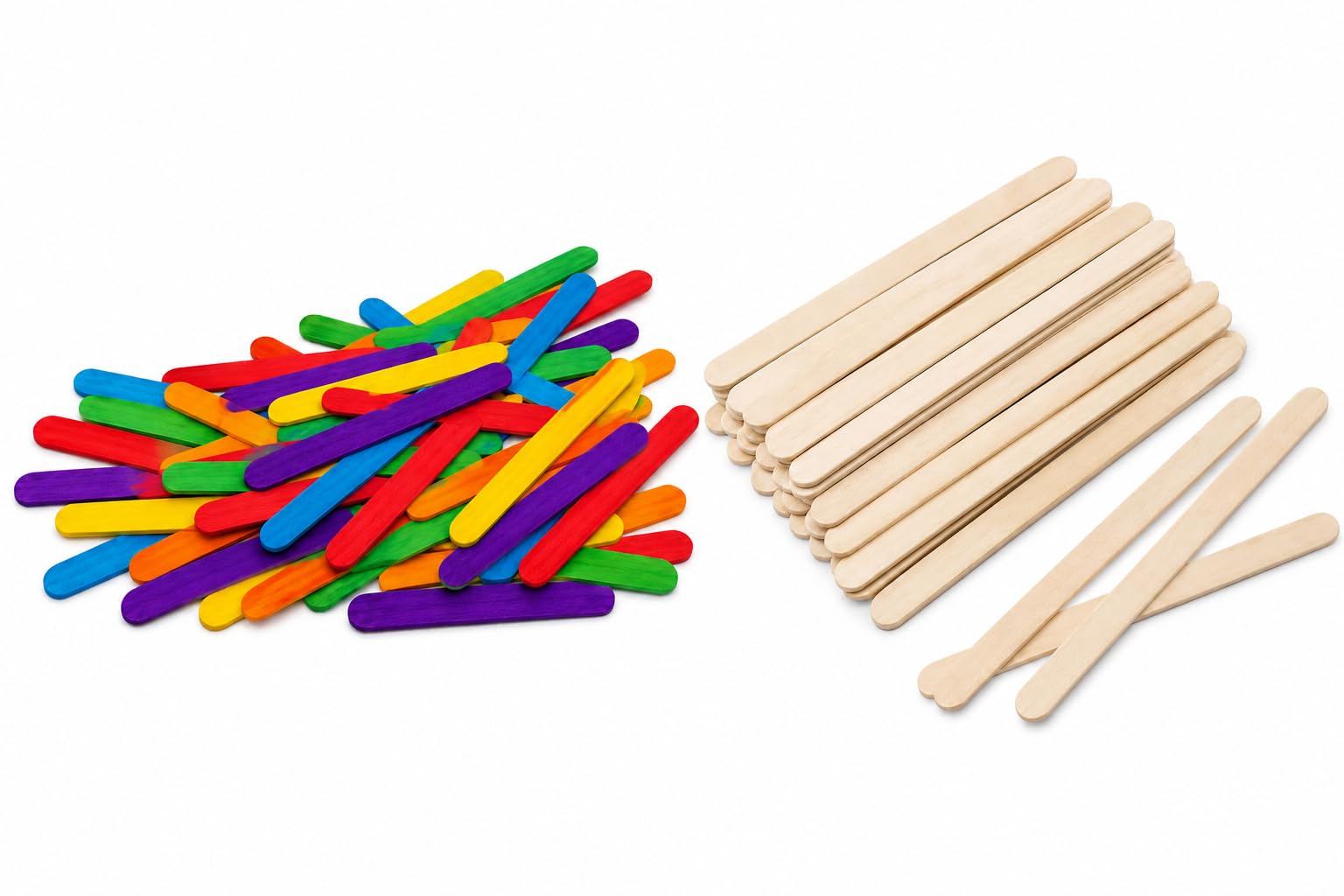 Multicolor & Natural | 50 Pcs Color + 50 Plain | Wooden Craft Sticks 11 cm Natural Popsicle Ice Cream Sticks for School Projects, DIY Crafts, Model Making, House Building, Art & Craft Activities | Smooth Wooden Sticks-picture-23