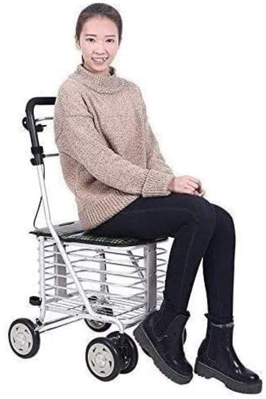 Rollator Walker Rama do chodzenia Standardowy chodzik Rollator Składany Mobilność Pomoc w chodzeniu, 4 koła do chodzenia, siedzisko z regulacją wysokości Chodzik dla osób starszych Tęsknota za