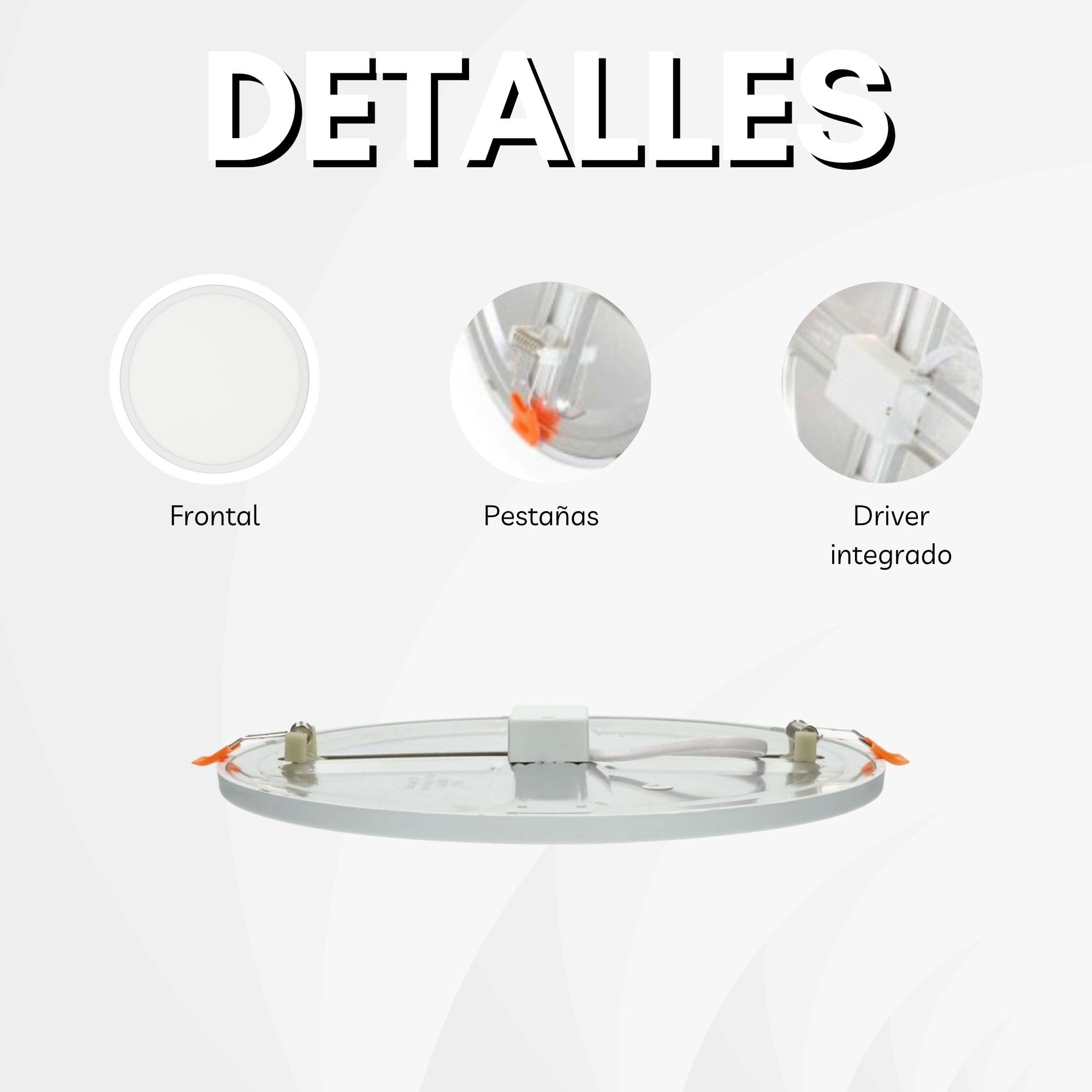 Pack x5 Downlight LED Empotrable 20W de Corte Ajustable Ø50-210mm, Luz Neutra 4000K, 1650lm, Panel Extraplano Redondo Ø23cm, Garantía 3 Años (5uds)