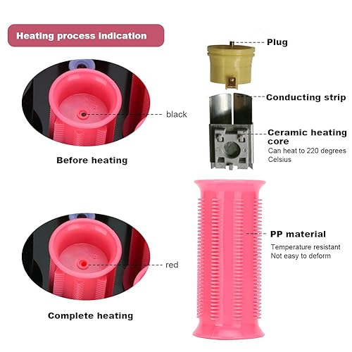 Miniatura 4 de Rodillos eléctricos con calefacción, 15 unidades de varillas eléctricas para rizar el cabello, rodillo rizador de pelo de 1.181 in con pinzas para
