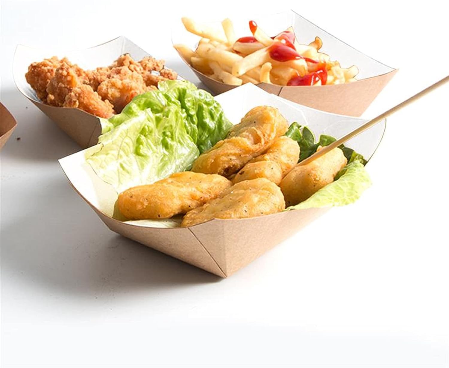 Łódeczka na przekąski na imprezę, kompostowalny pojemnik na papier pakowy, jednorazowa taca na żywność z brązowego papieru pakowego, ekologiczne tacki na żywność, tekturowy kosz na łódkę na