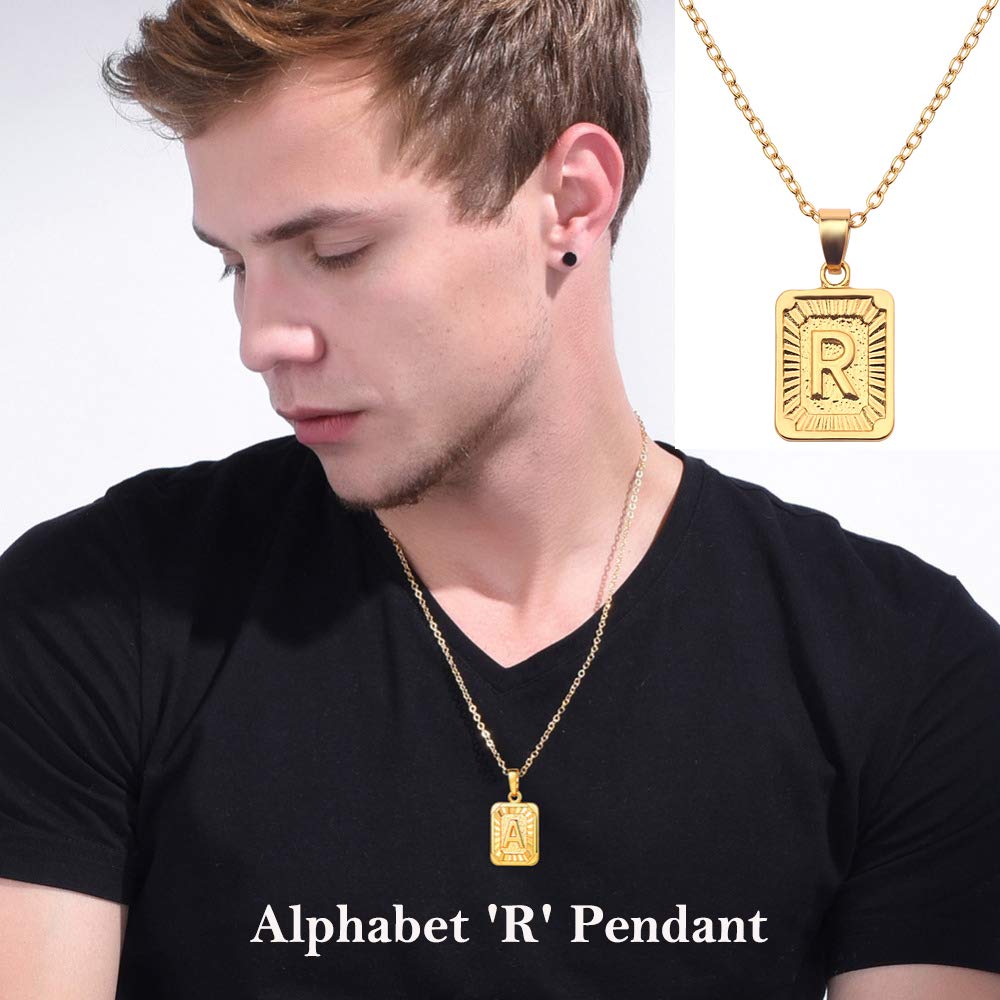 Plated Alphabet R Statement Chain Pendant Necklace