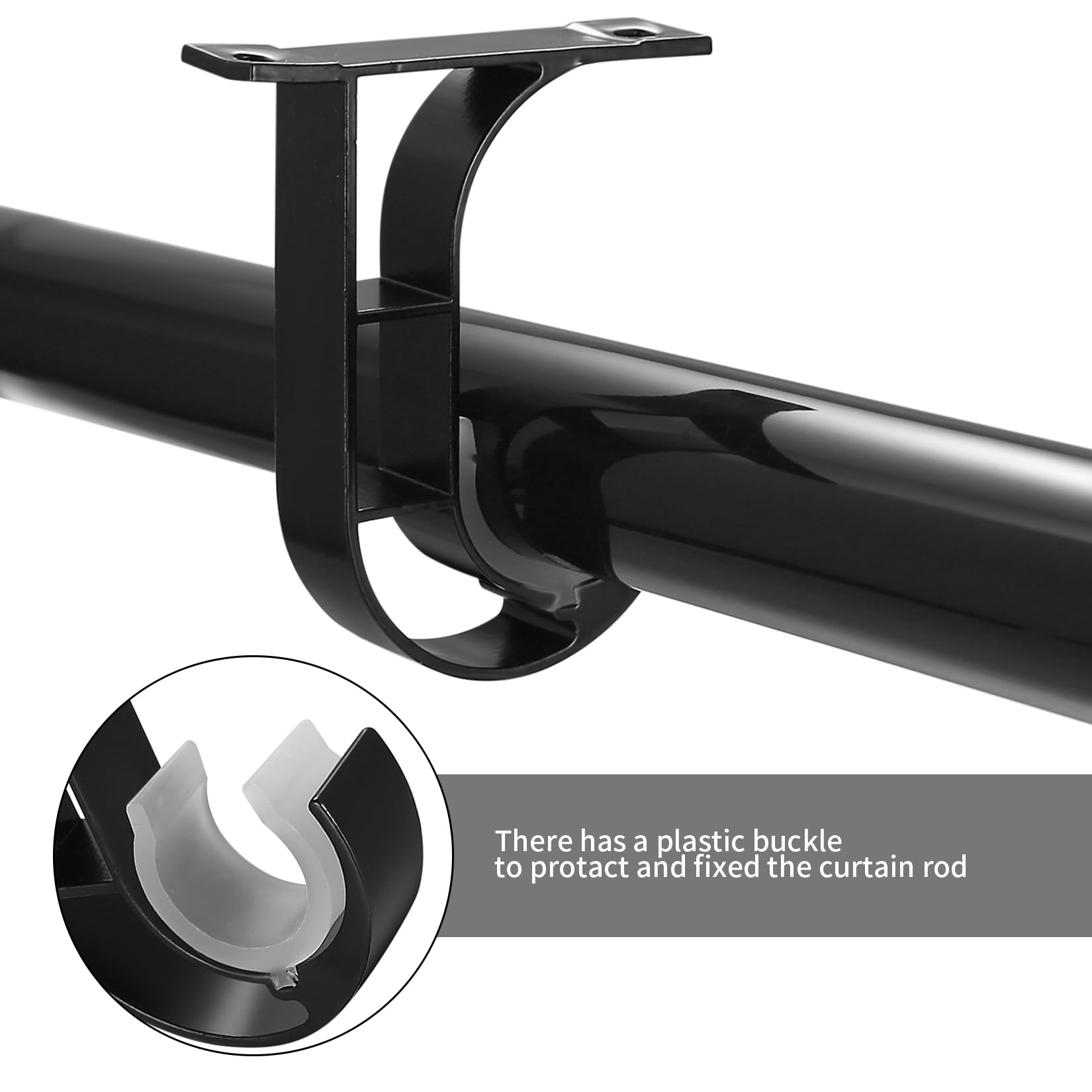 Staffa per Tenda da Soffitto 25mm-40mm Nere, Supporto Bastone Tenda 4 Pezzi