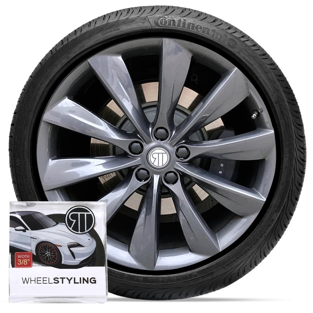 RT Rim Protectors 3/8 Inch Wide Wheel Protection | Curb Rash Savers | Set of 4 | Durable Rim Guards | Easy to Install Universal Fit (Black)