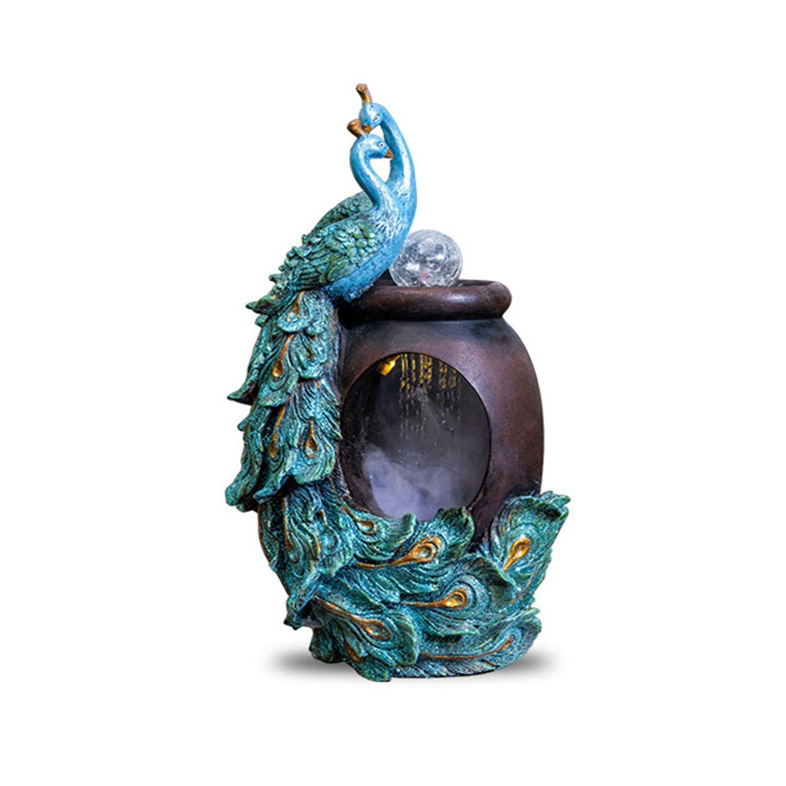 Jingzai202405 Indoor Floor Fountain Indoor Water Fountain, Relaxing Water Sounds for Stress Relief,Peacock Waterfall Fountain for Office Home Décor Water Fountain(Small)