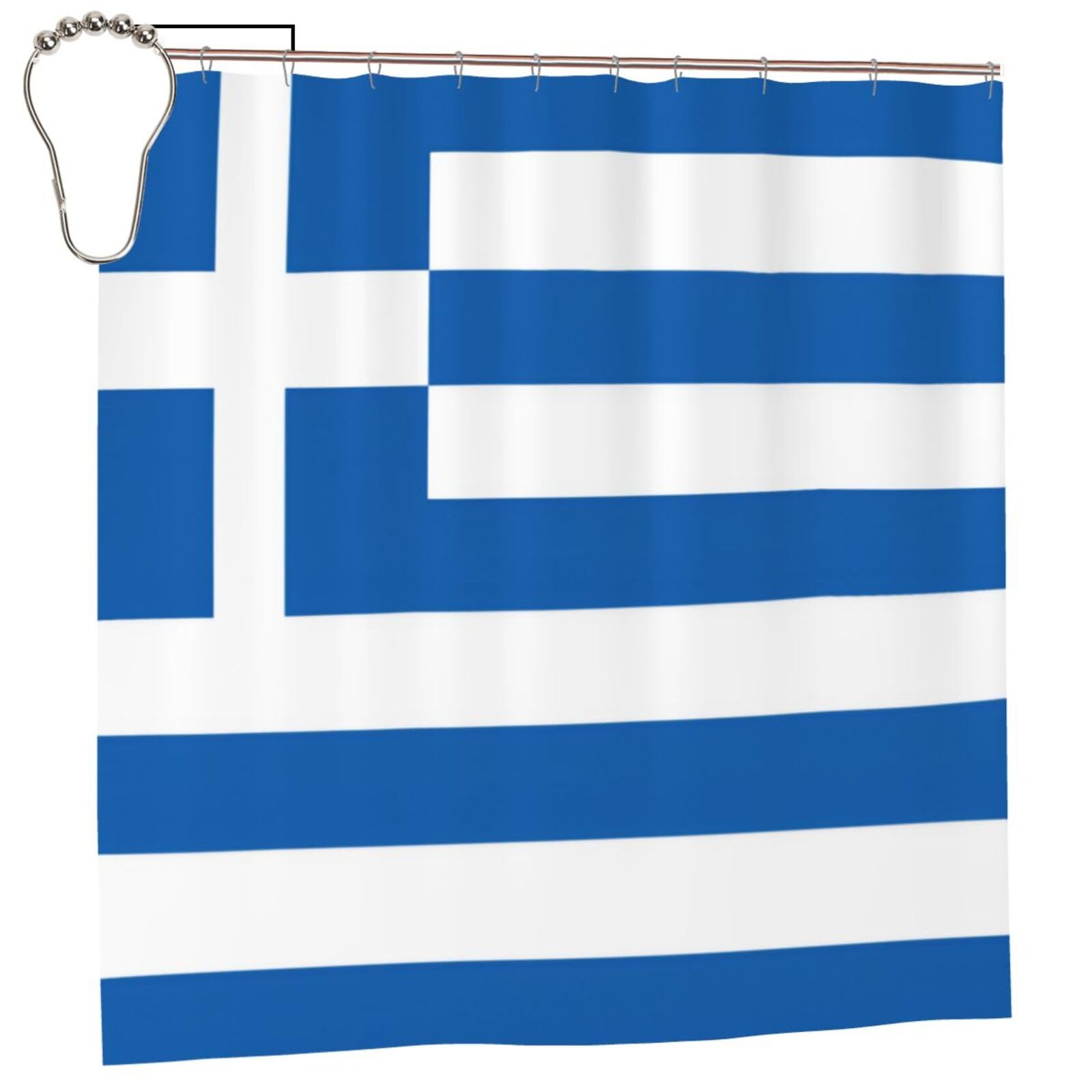Klgrtjhk Iron Greek Flag Shower Curtain 72X72in Bathroom Curtain﻿