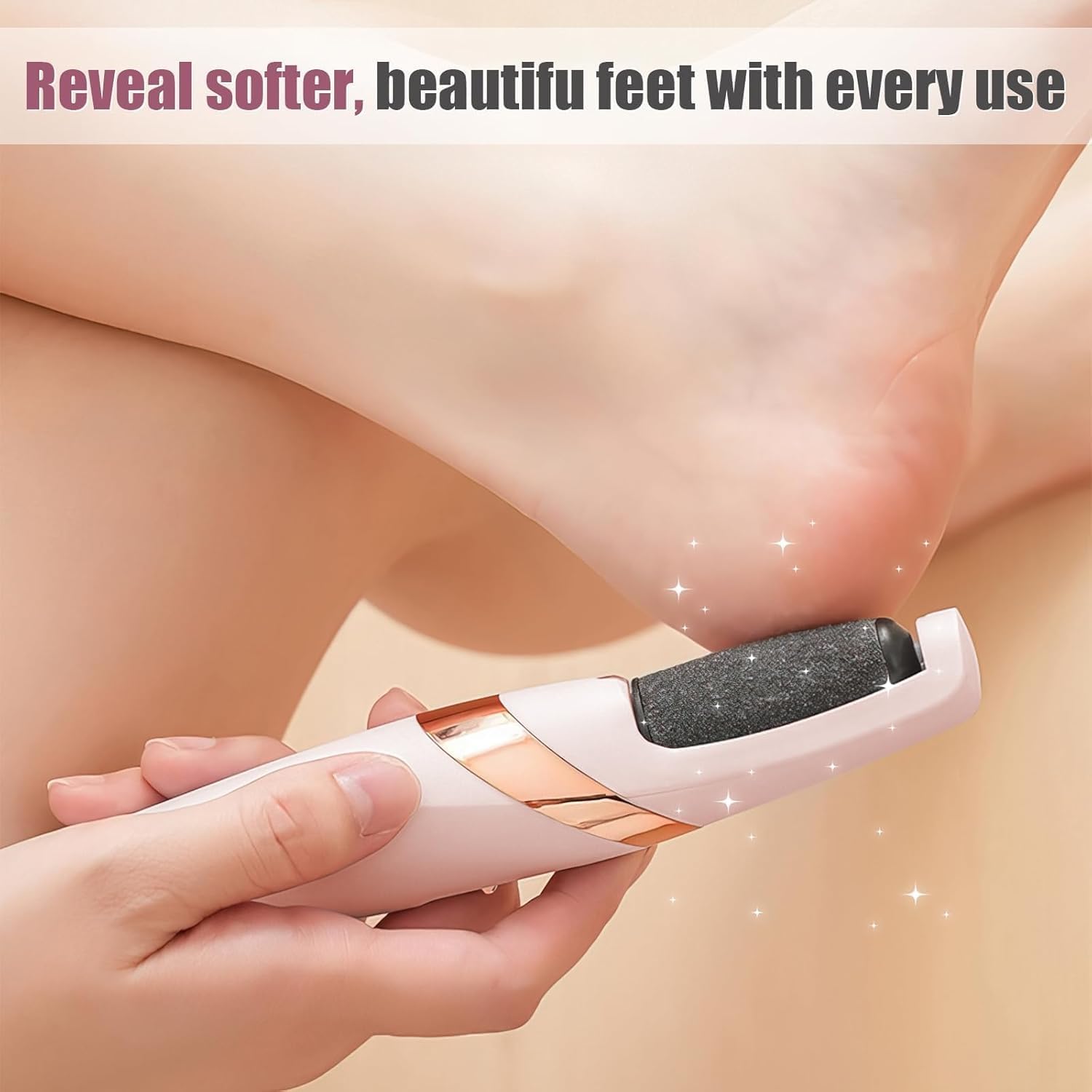 Callus Remover for Feet, USB Rechargeable Foot File with 2 Speed, Painless Pedicure Tool for Dry Cracked Heels Hard Dead Skin, Portable Home Foot Spa Kit for Women Men Pink