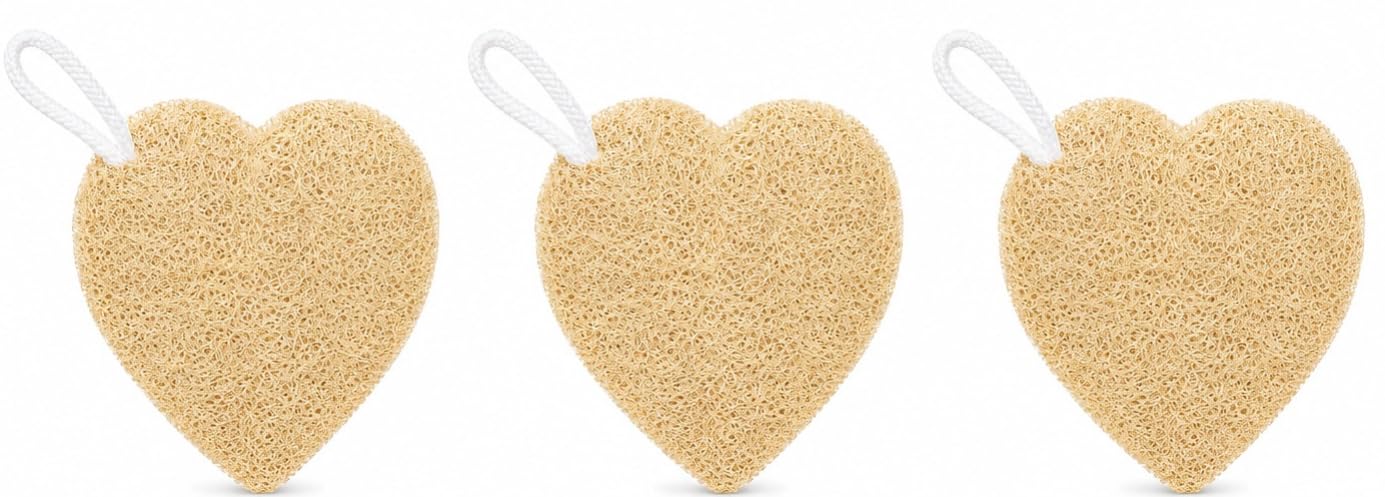 Natural Loofah Sponge for Men & Women | Handcrafted Bath & Shower Body Scrubber | Plastic-Free Eco-Friendly Exfoliating Loofahs Heart Shape (Pack of 3)-image-43
