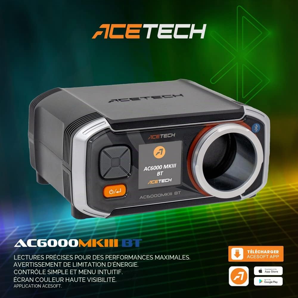 ACETECH Chronographe Airsoft AC6000MKIII testeur de Vitesse de tir 30 à 400 m/s avec écran LCD Couleur Compatible Billes BB 4,5 mm / 6 mm / 8 mm / 9 mm