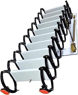 attic Ladder Wall Mount Loft Ladder Carbon Steel Attic Stairs Pull Down Attic Ladder Space Saving Folding Ladder Telescoping Ladder Safe and Durable