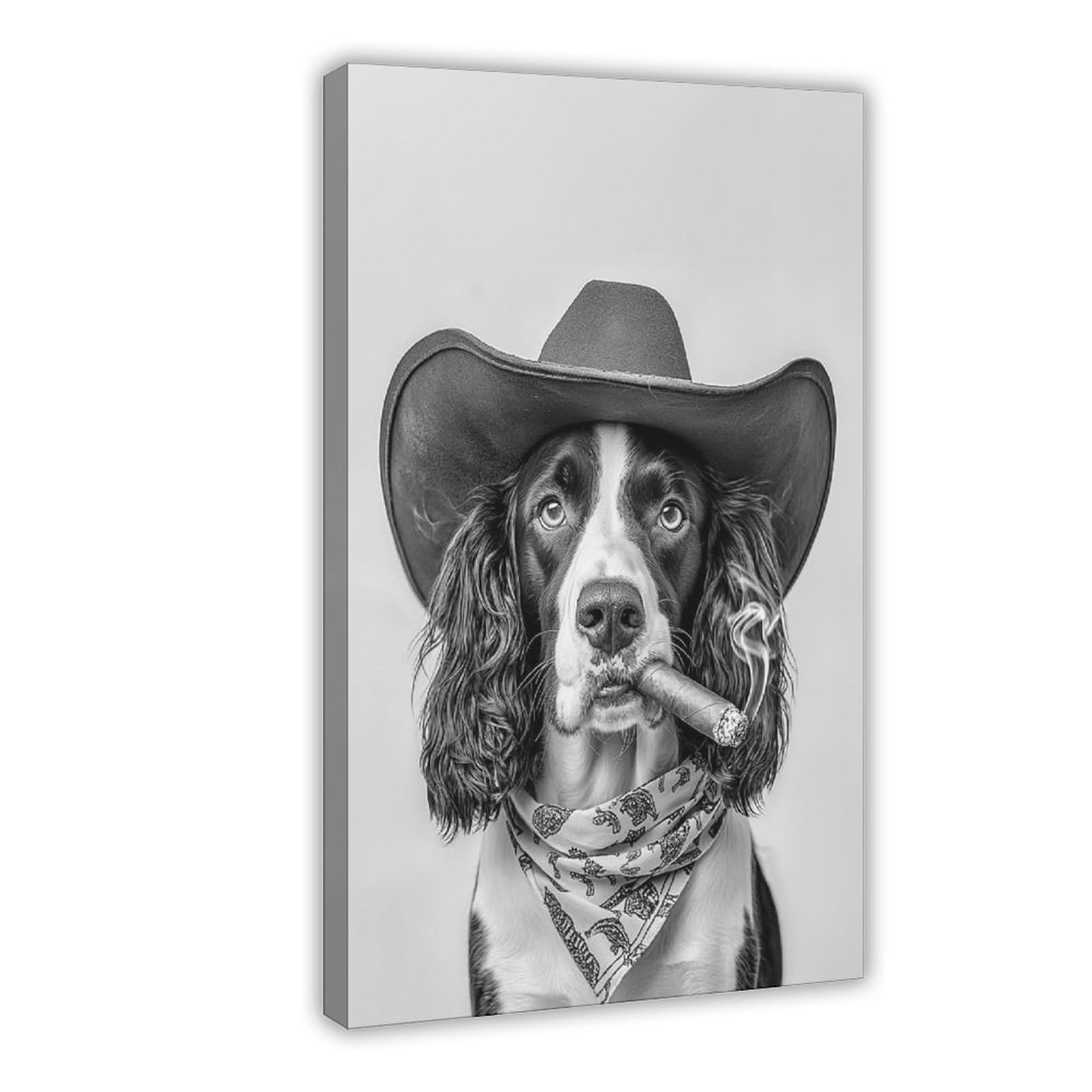 Wjwart Springer Spaniel Cowboy Canvas Poster Wall Art Print Picture Paintings 08X12inch(20X30cm)