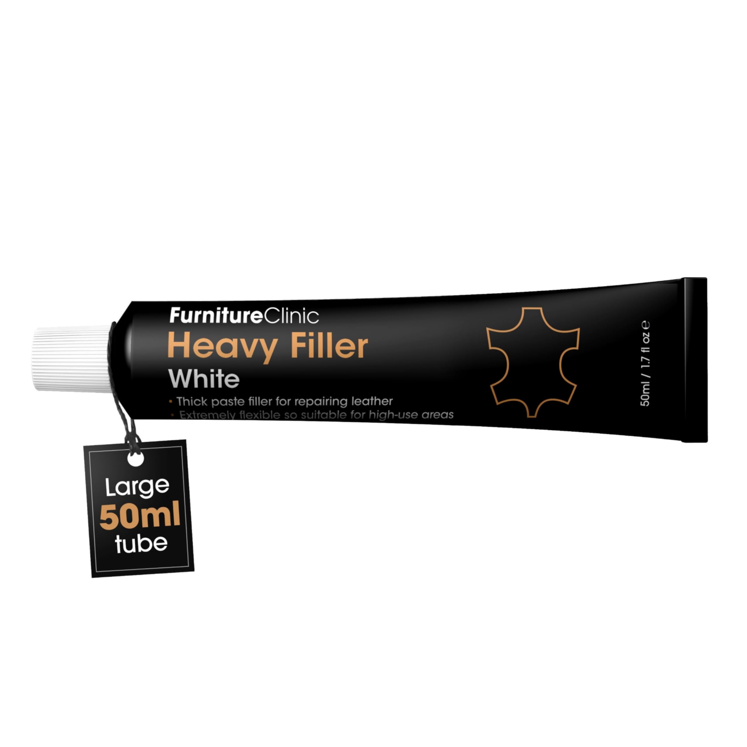 Leather Repair Filler (White) - For Filling Holes, Scuffs, Scratches, Cracking Etc - Heavy Filler - 50ml (Packaging may vary)