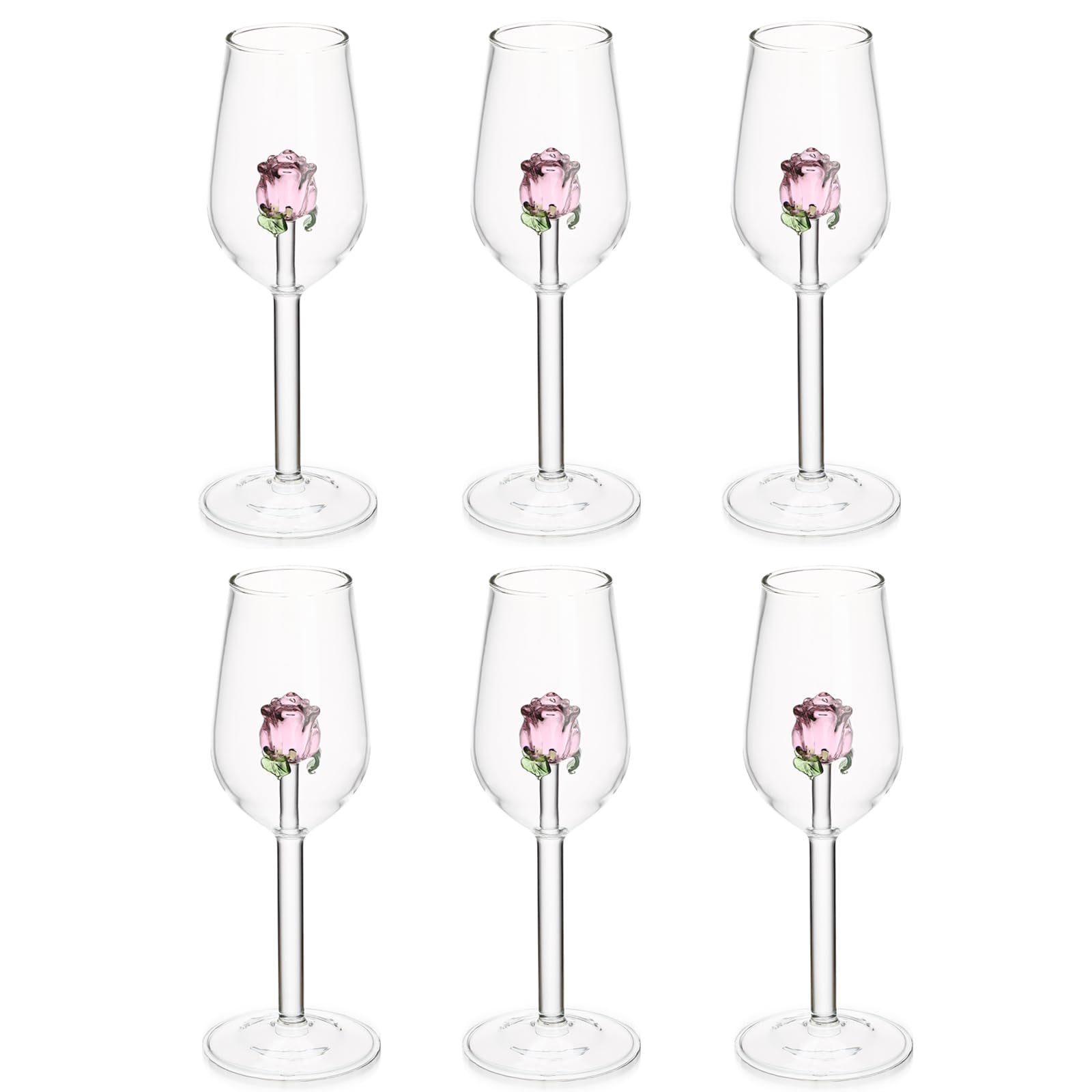 Cabilock Ensemble 6 Verres À Vin En Cristal Style Européen 8.5 Oz Flûte Stable Antidérapante Pour Maison Restaurant Cadeau