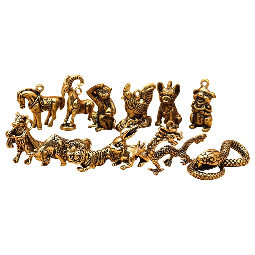 Feriany Estatua de dragón del zodiaco , figura de bronce, animales de cobre, decoración del hogar, decoración de arte