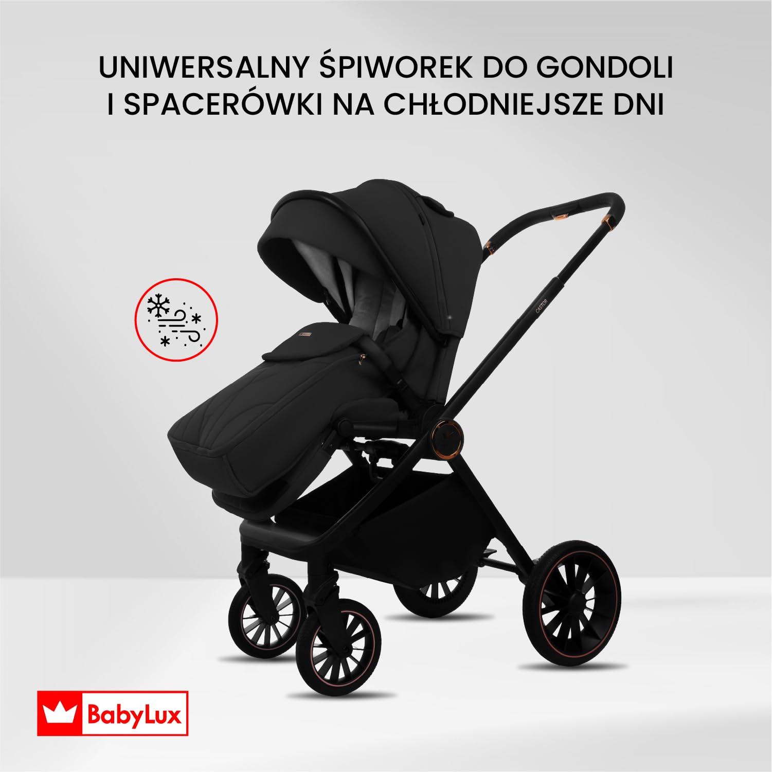 BabyLux Wielofunkcyjny Wózek Dziecięcy 2w1 CASTOR Lekki i Kompaktowy | Gondola i Spacerówka z Akcesoriami, Składana Aluminiowa Konstrukcja Stelaża, Regulowane oparcie, Żelowe Koła, Amortyzacja