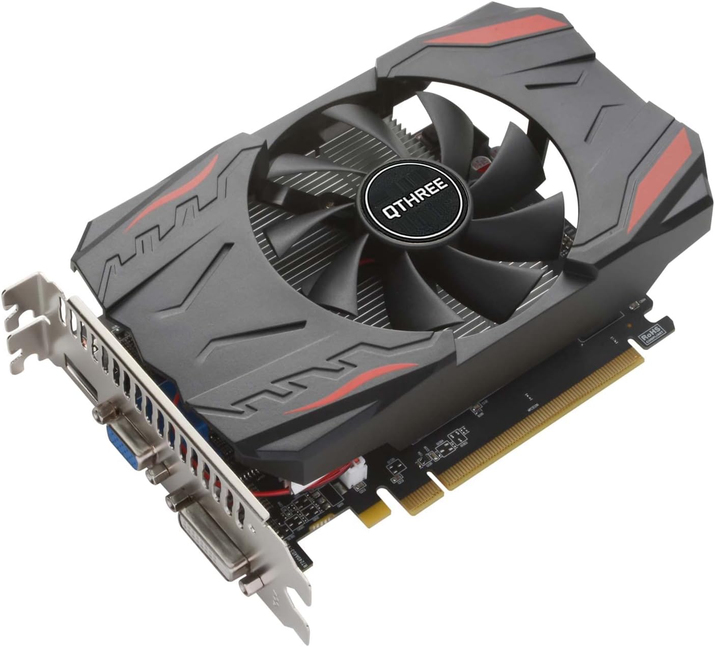 QTHREE Radeon HD 7670 - Scheda grafica da 2 GB, 128 bit, GDDR3, HDMI VGA DVI, scheda video per PC, PCI Express x16, DirectX 11, Plug Play