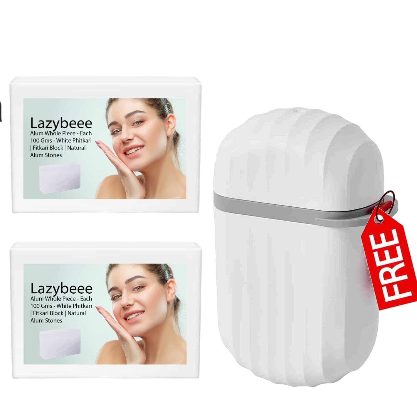 Lazybeee 2pcs Natural Alum Bar with Travel Case Refreshing Skincare for Men & Women 100% Natural Mineral Crystal | Aluminum-Free Aftershave Relief Skin-Tightening & Antiseptic Properties(100gms*2) (B0D83N3ZTV) Amazon Price History, Amazon Price Tracker