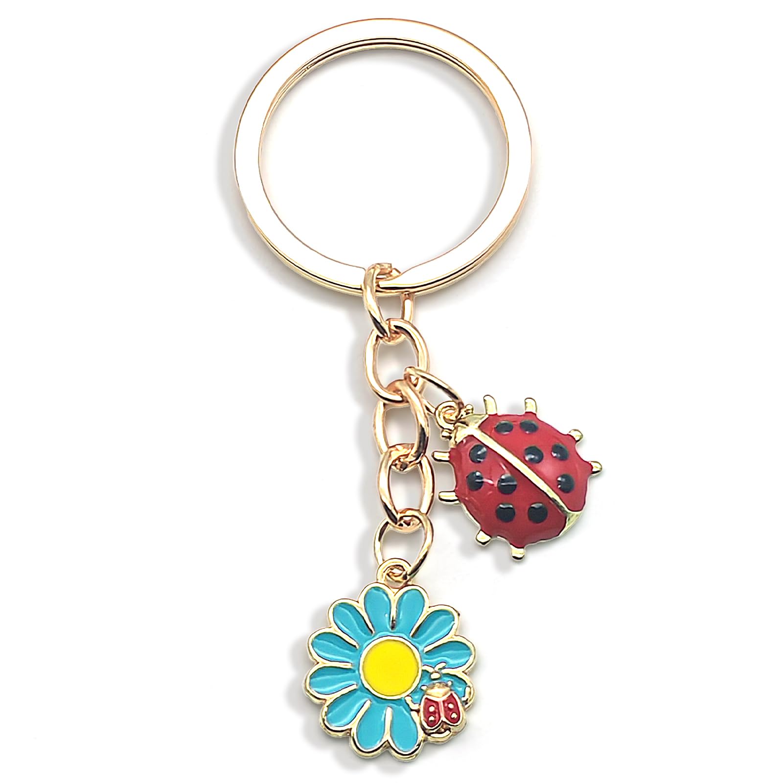 Zynara Marienkäfer Schlüsselanhänger, Glücksbringer Geschenk für Frauen, Gänseblümchen Anhänger, Schlüsselanhänger Auto Frauen, Geburtstag Geschenkidee