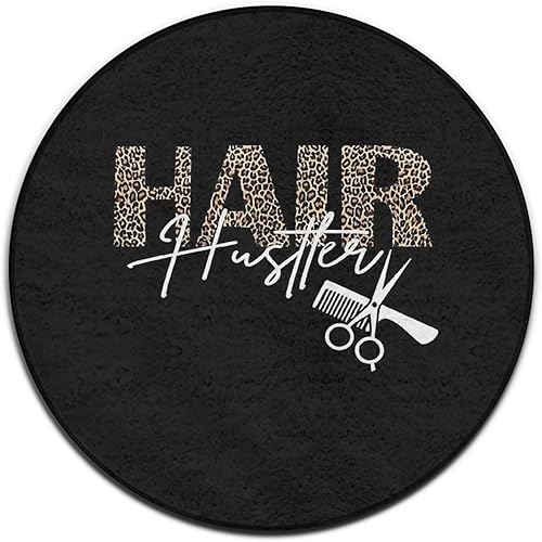 Miniatura 6 de Tapete redondo de poliéster suave para dormitorio, cómodo, antideslizante, redondo, para estilista de leopardo, barbería, herramienta de peluquería,