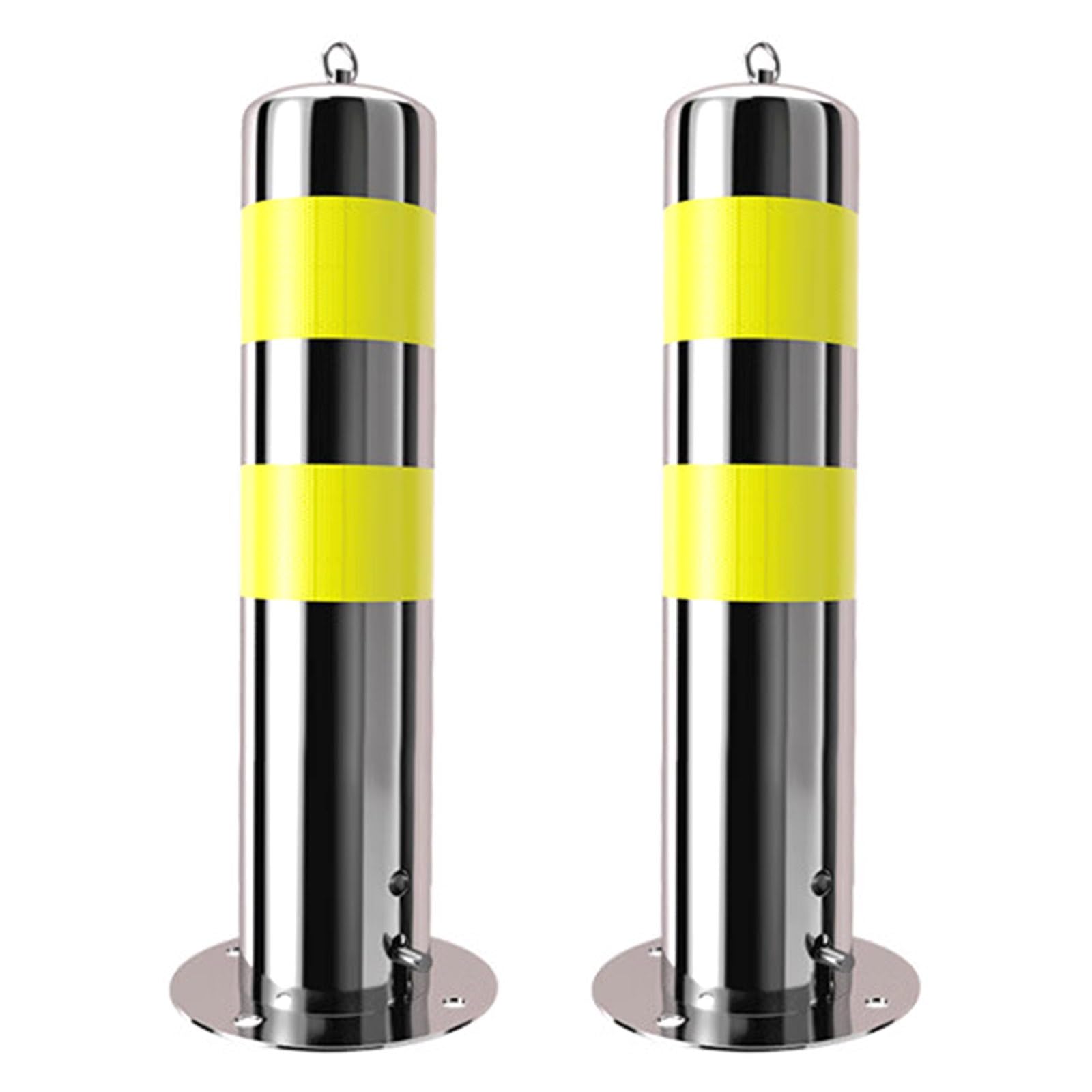 SGKOMN Removable Safety Bollard Post with Reflective Sleeve, Traffic Control Barrier for Driveway SecuritySilver Parking Bollards for Enhanced Safety, Silver(2pcs)