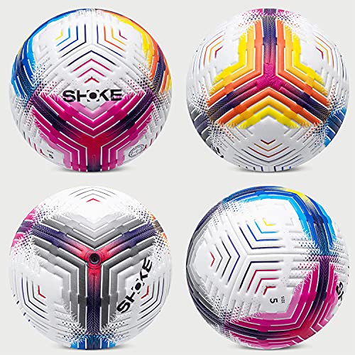 Shoke Soccer Balls Size 5 New Future Technology Sense Lines Design Training Football Official Non-Slip Bumpy Texture Game Ball Soccer Ball With Rosy Strips(Deflated No Pump) #TOP7