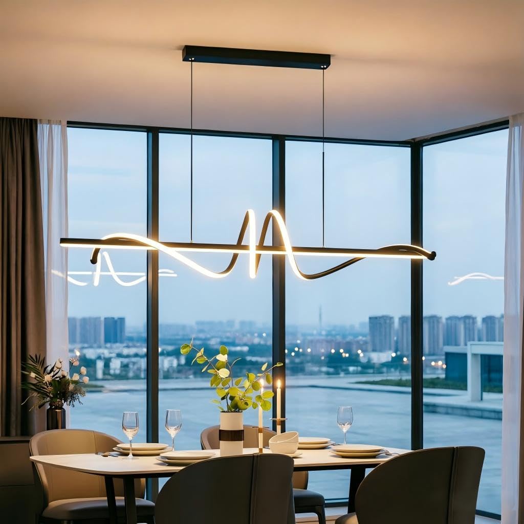 BTLINK LED Pendelleuchte 90cm Spirale hängeleuchte, Dimmbar 3000-6500K | Schwarz Pendelleuchte Esstisch,100cm Höhenverstellbar für Restaurants, Küche, Wohnzimmer