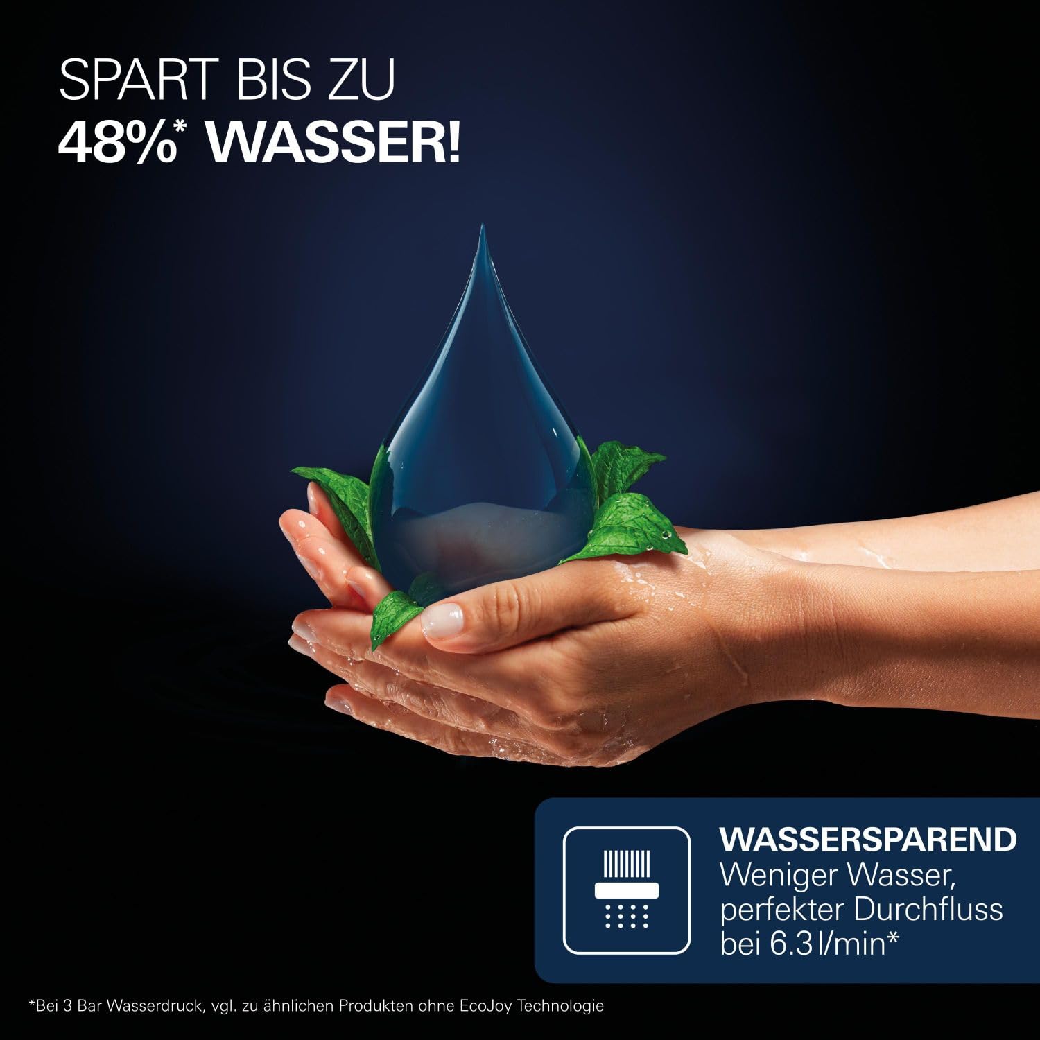 GROHE Vitalio Joy+ 120, wassersparender Duschkopf mit Schlauch und Wandhalterung, inkl. Boost Funktion, 6l pro Min (Handbrause 3 Strahlarten, per Drehregler verstellbar), chrom, 1348650000