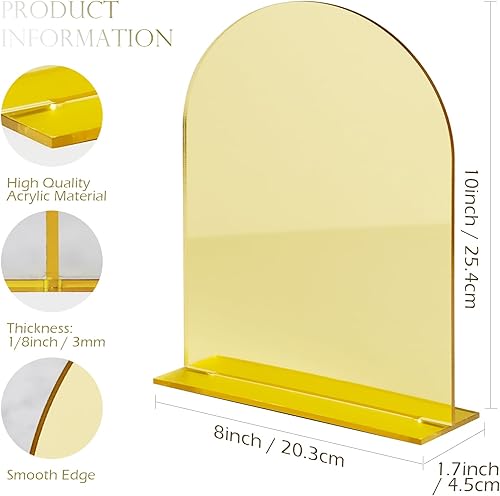 Miniatura 54 de Letrero de arco acrílico con espejo dorado de 5 x 7 pulgadas con soporte, paquete de 10 letreros acrílicos de arco dorado en blanco con base