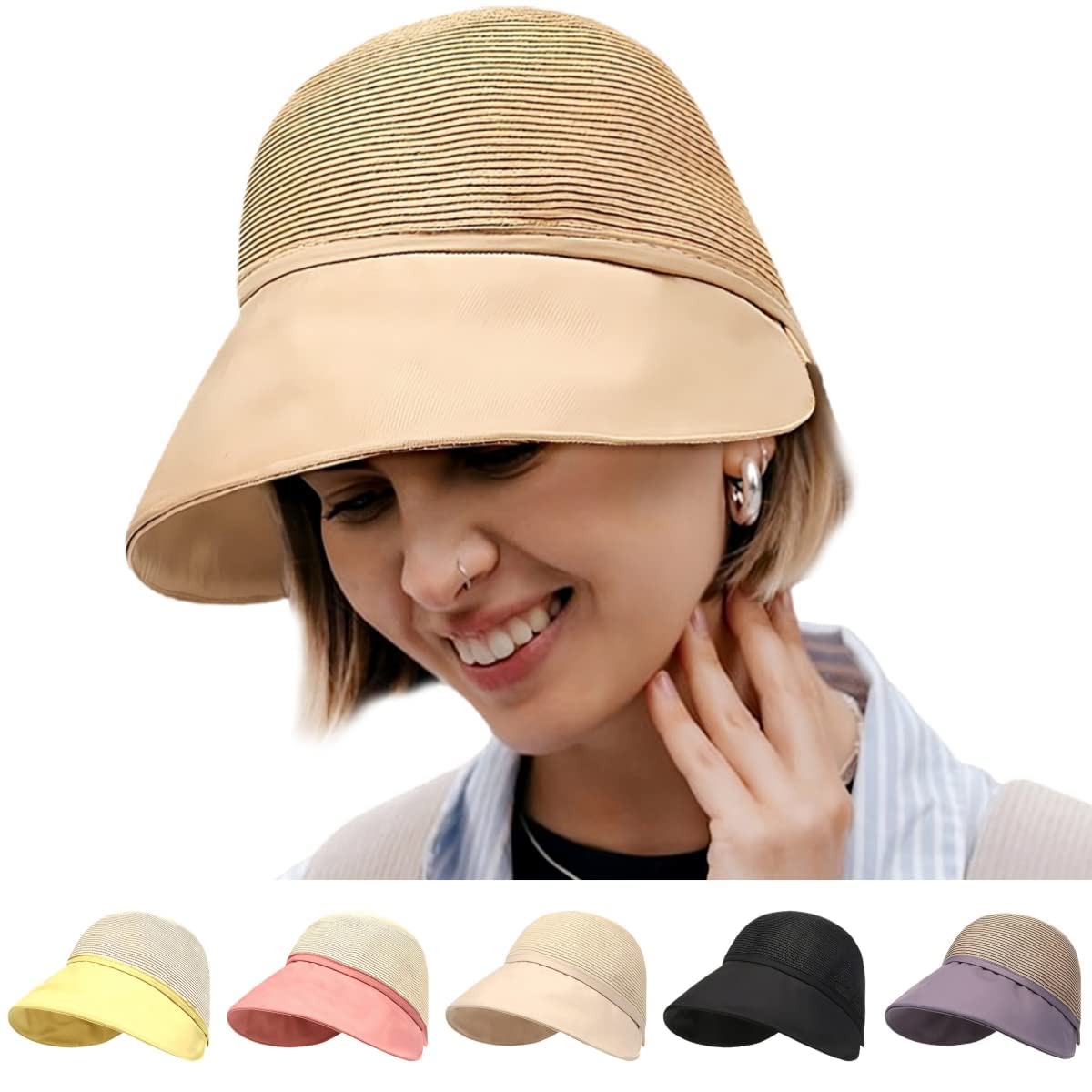 MIJNID Sombreros de Mujer para el Sol, Sombrero de protección Solar de ala Grande para Mujer, para Salidas a la Playa en Verano