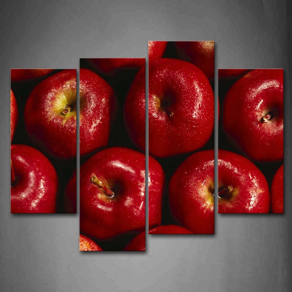 First Wall Art Red Apple with Water Drop Canvas Set
