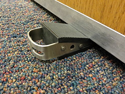 Door Stop - Low Profile Wedge Shaped Rubber Door Stopper With Brushed Stainless Steel Handle And Hook Accessory By Everything Is Play #TOP6
