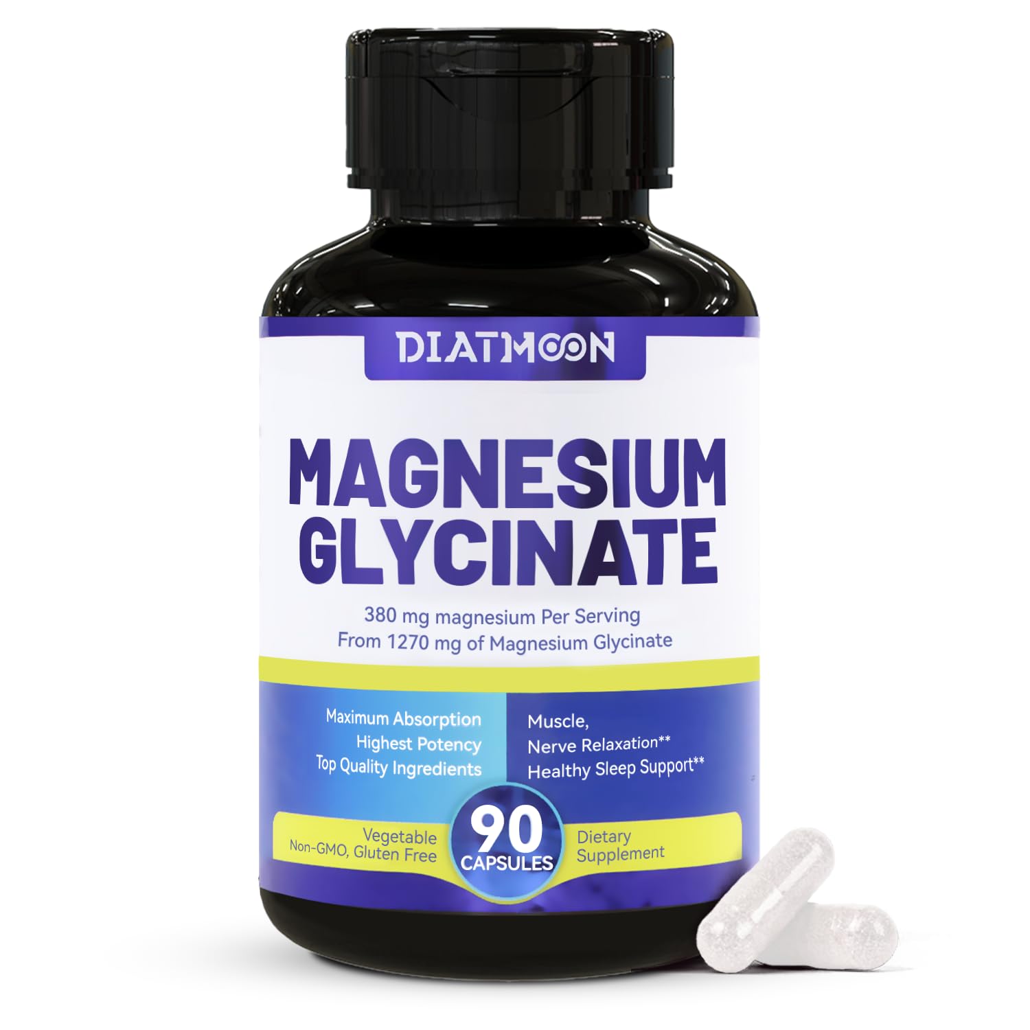 Magnesium Glycinate Capsules 1270mg High Absorption Pure Chelated