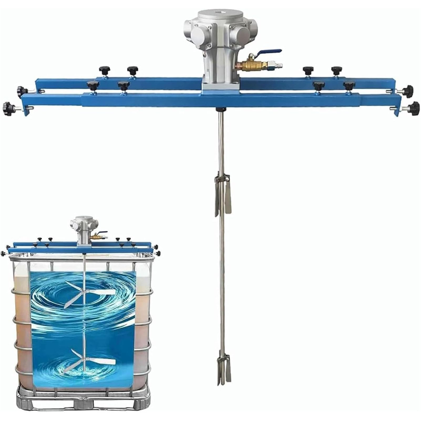 PioMue Pneumatic IBC Mixer with 250mm Folding Impeller 5Cylinder