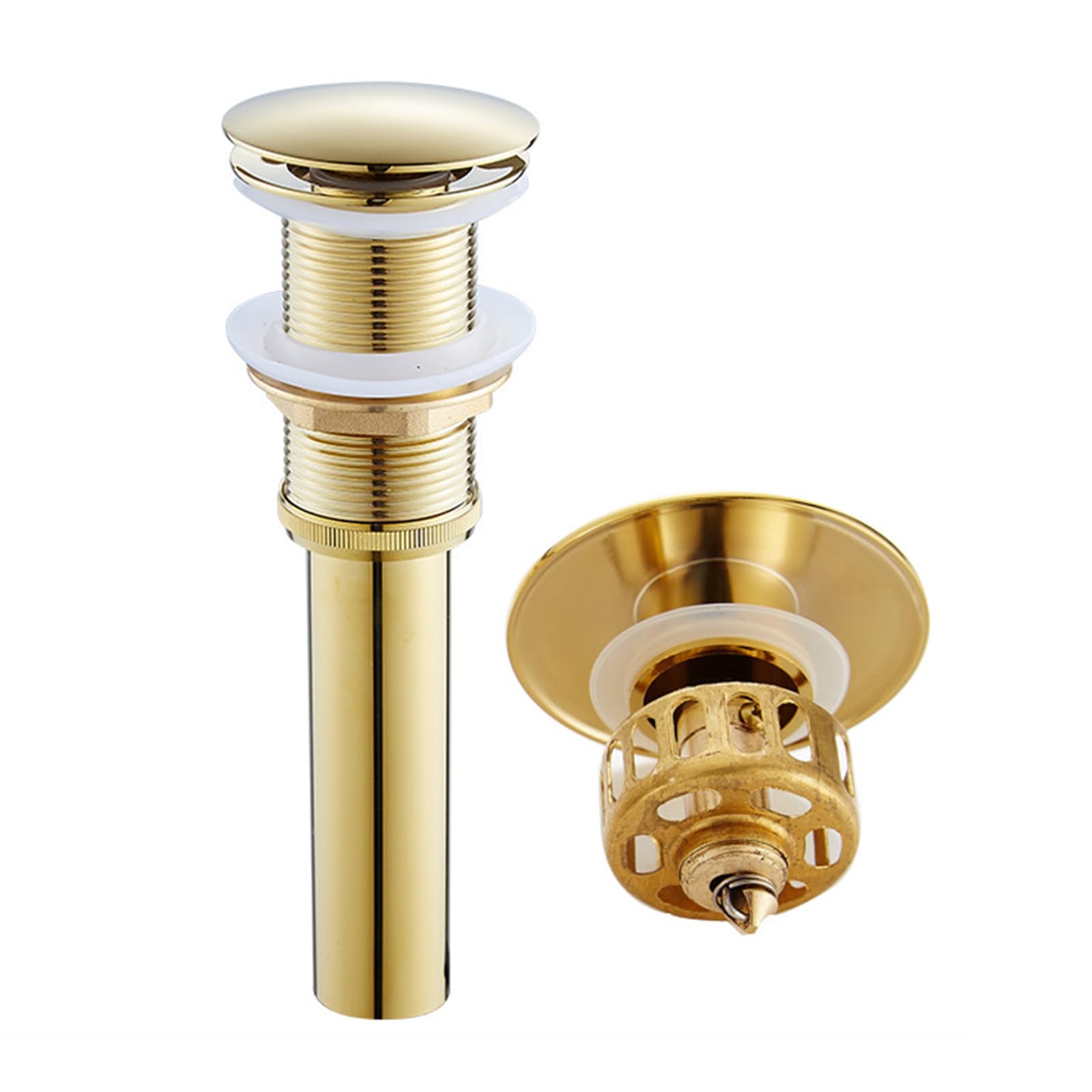 Piletta Lavabo Bagno Click Clack,Oro,Piletta Lavandino,Piletta Lavabo Bagno Pop Up,Premi E Rimbalzo,Scarico Anticorrosione In Rame Pieno,D'oro B