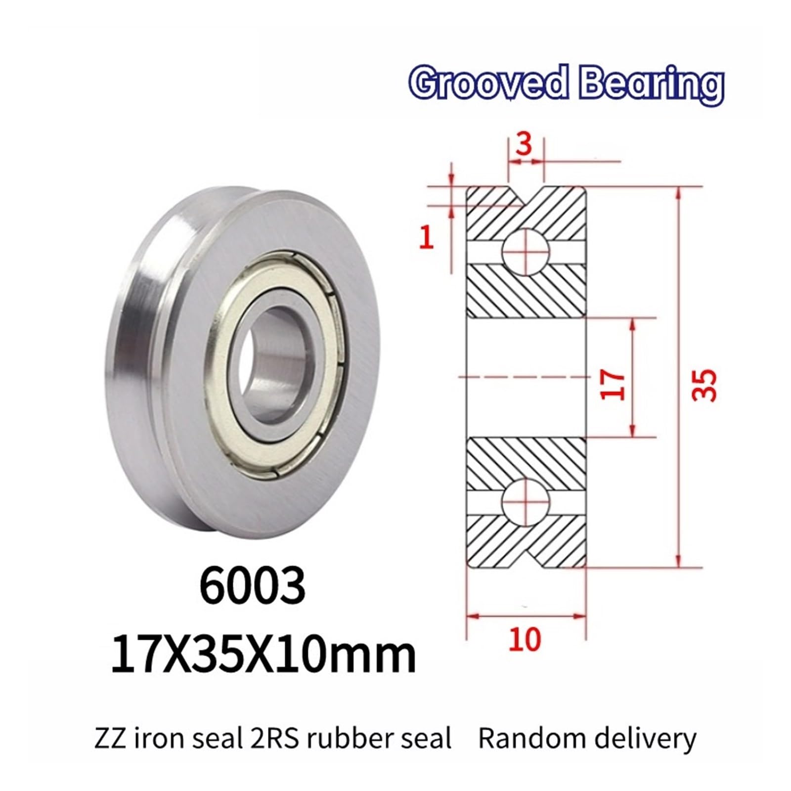 10 szt. koło pasowe do mieszania linii pasowych łożysko rowkowe V6003 17 x 35 x 10 mm koło pasowe V typ (V6003-3-1)