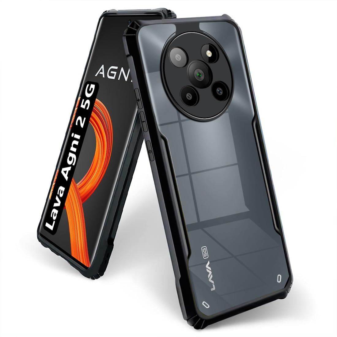 Fashionury Ultra-Hybrid Crystal Clear Back Cover Case for Lava Agni 2 5G | Shockproof Design | Total Camera Protection | Transparent Back (PC & TPU) Lava Agni 2 5G (Black Bumper) (B0CRKW6N5L) Amazon Price History, Amazon Price Tracker