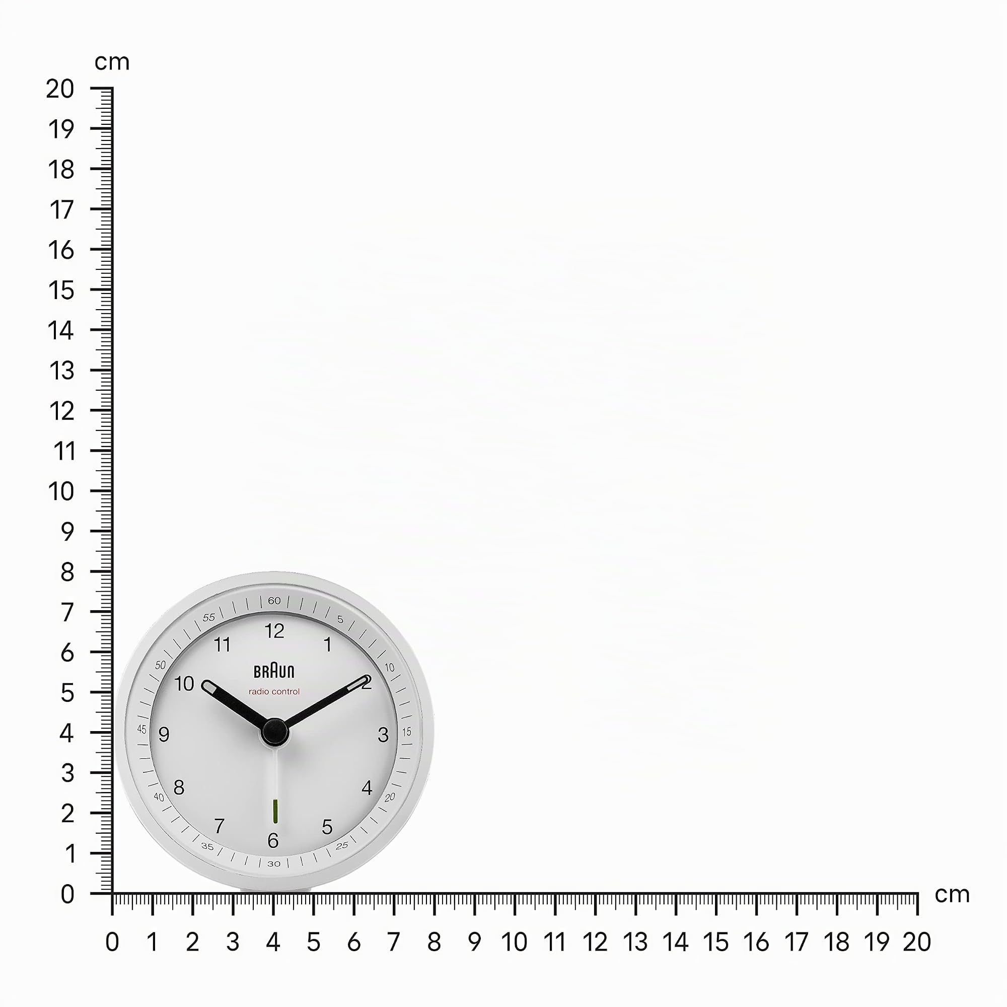 Braun Orologio Sveglia Classico Analogico Radio controllato per Fuso Orario Europa Centrale (DCF/GMT+1) con Funzione Snooze e Luce, Suono Sveglia Beep con crescendo, Bianco, BC07W-DCF