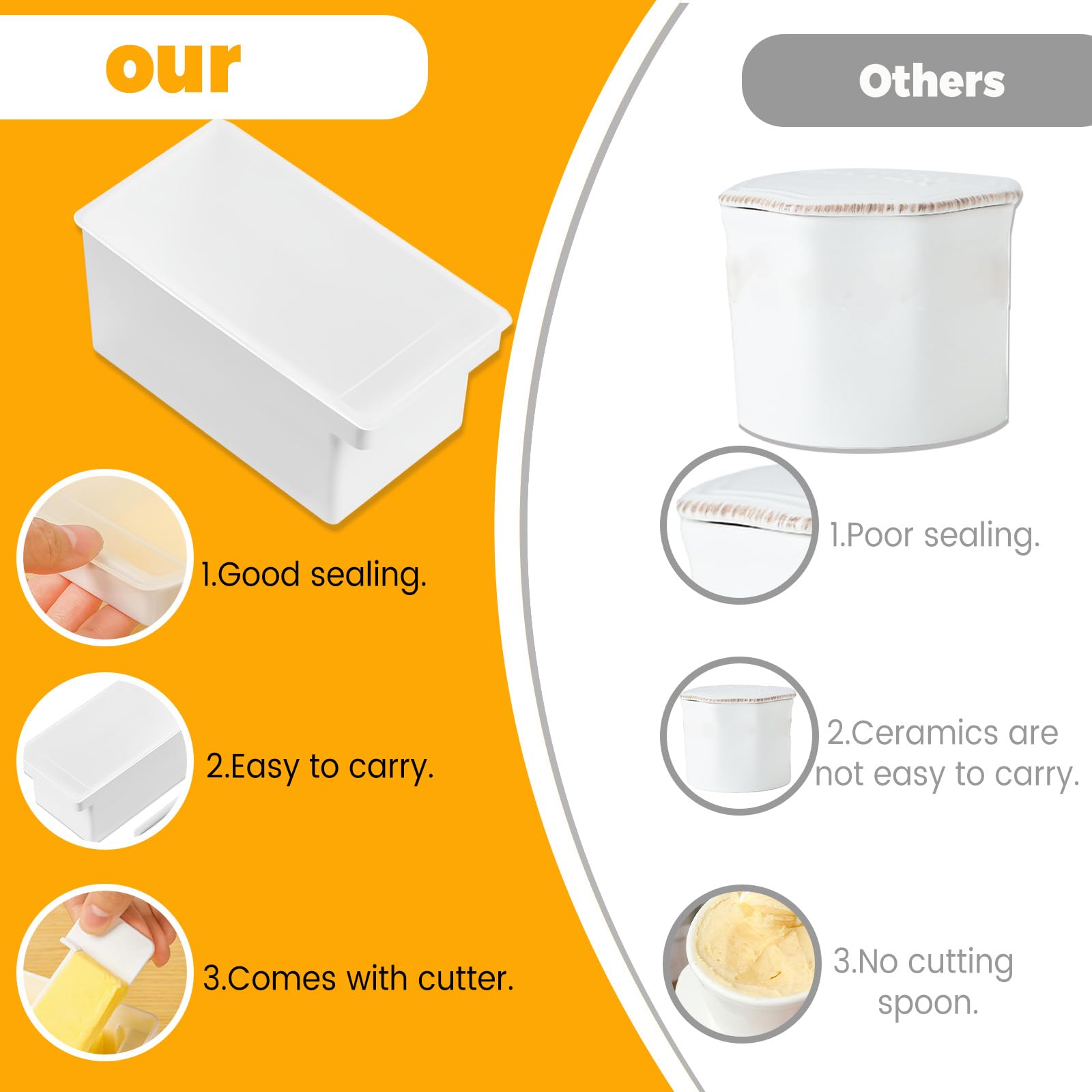 ReaNea Beurrier Avec Couvercle Pour étagère De Comptoir Et De Porte De Réfrigérateur, Porte-beurre En Plastique, Récipient à Plateau Avec Couteau à Beurre, Lavable Au Lave-vaisselle