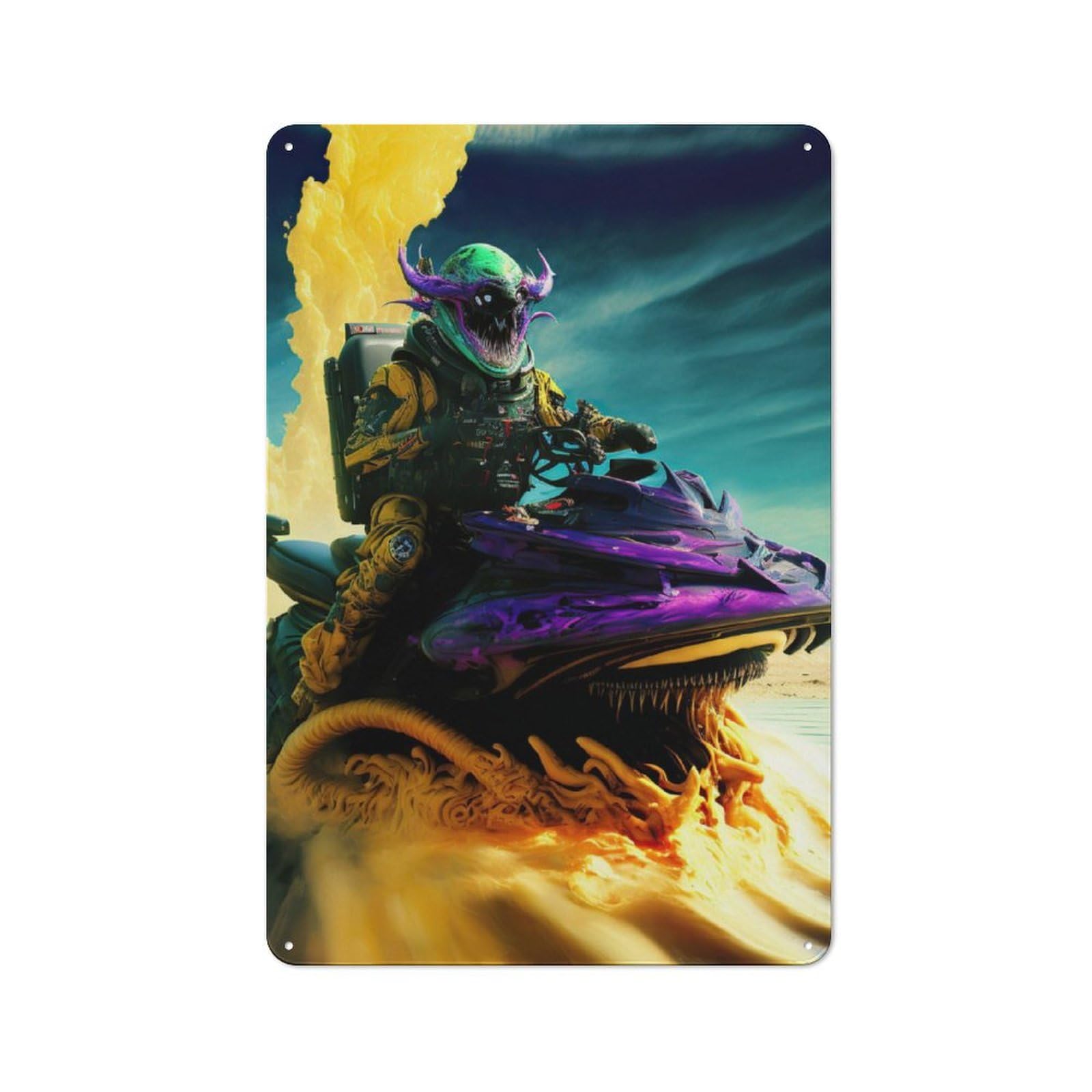 Junmoney Jetski Metal Plaque 30X20cm With For Pub Or Café, Rustic Decor, For Pub Decor Enthusiasts