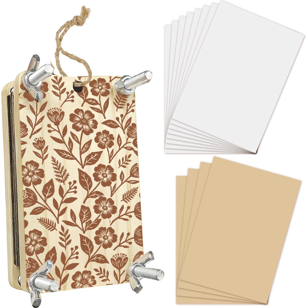PRESSINART Wood Flower Press Kit 2.5 x 3.9 Inch 4 Layers Mini Flower Press Rectangle Pocket Pressing Boards Tools Crafting Kits Spring Summer DIY Bouquet Leaf Preservation Arts for Bookmark Frame