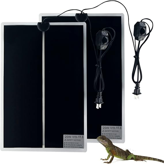 FIPASEN Reptile Heating Mat, 2PCS Reptile Heating Pad with Temperature Adjustment