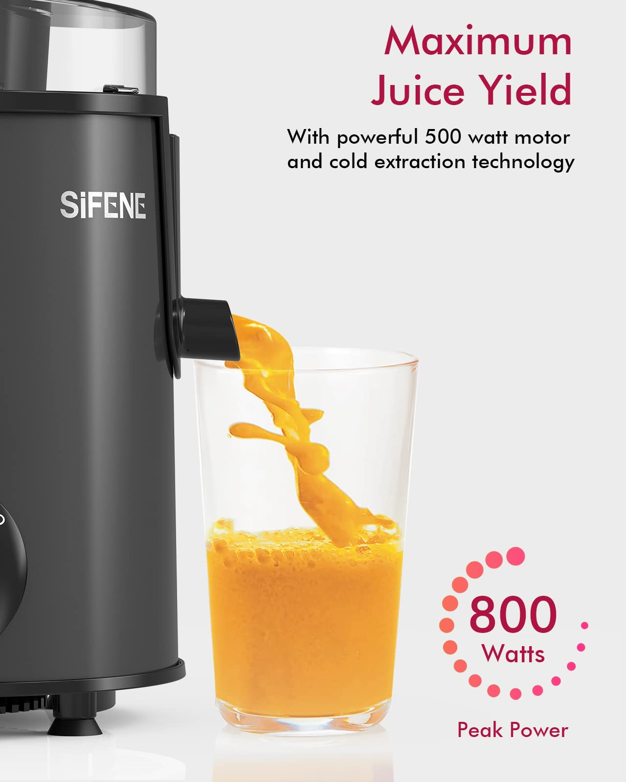 Juicer Machine, SiFENE 3" Wide Mouth 500W Centrifugal Juicer for Vegetable and Fruit, Juice Extractor, Juice Maker Machines with 3-Speed Setting, Easy to Clean
