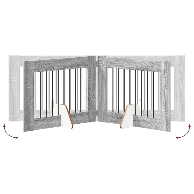 Foto 4 de 8 de vidaXL Puerta para Perros Plegable con Soportes 4 uds. Sonoma Gris