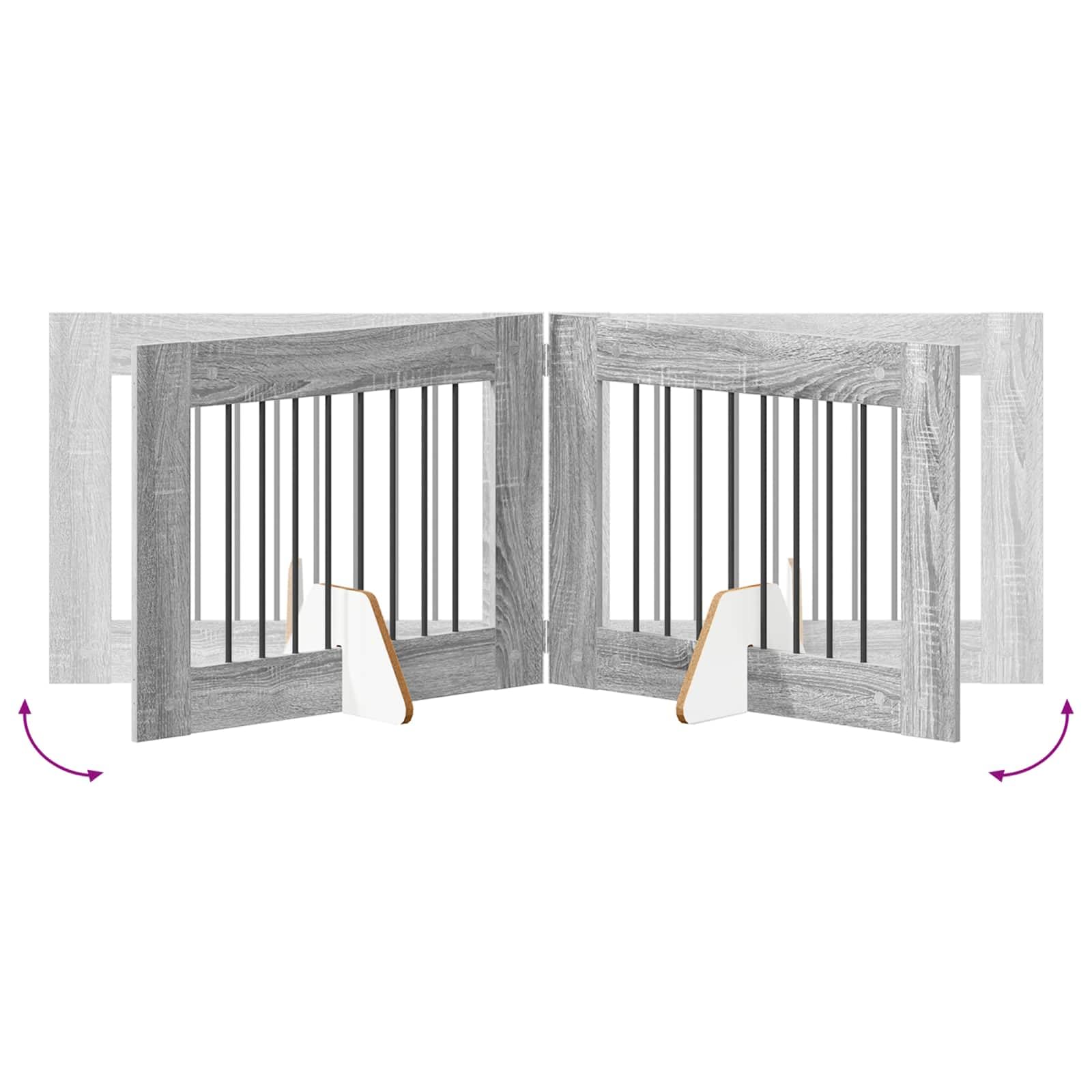 Perrera plegable para perros con 6 soportes, color gris, metal Sonoma, 482 cm, plegable para interior, flexible, protección y seguridad para cachorros y perros